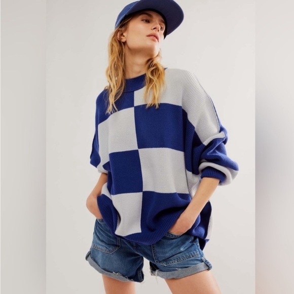 Free People Checker Easy Street Tunic Sweater - Picture 1 of 10